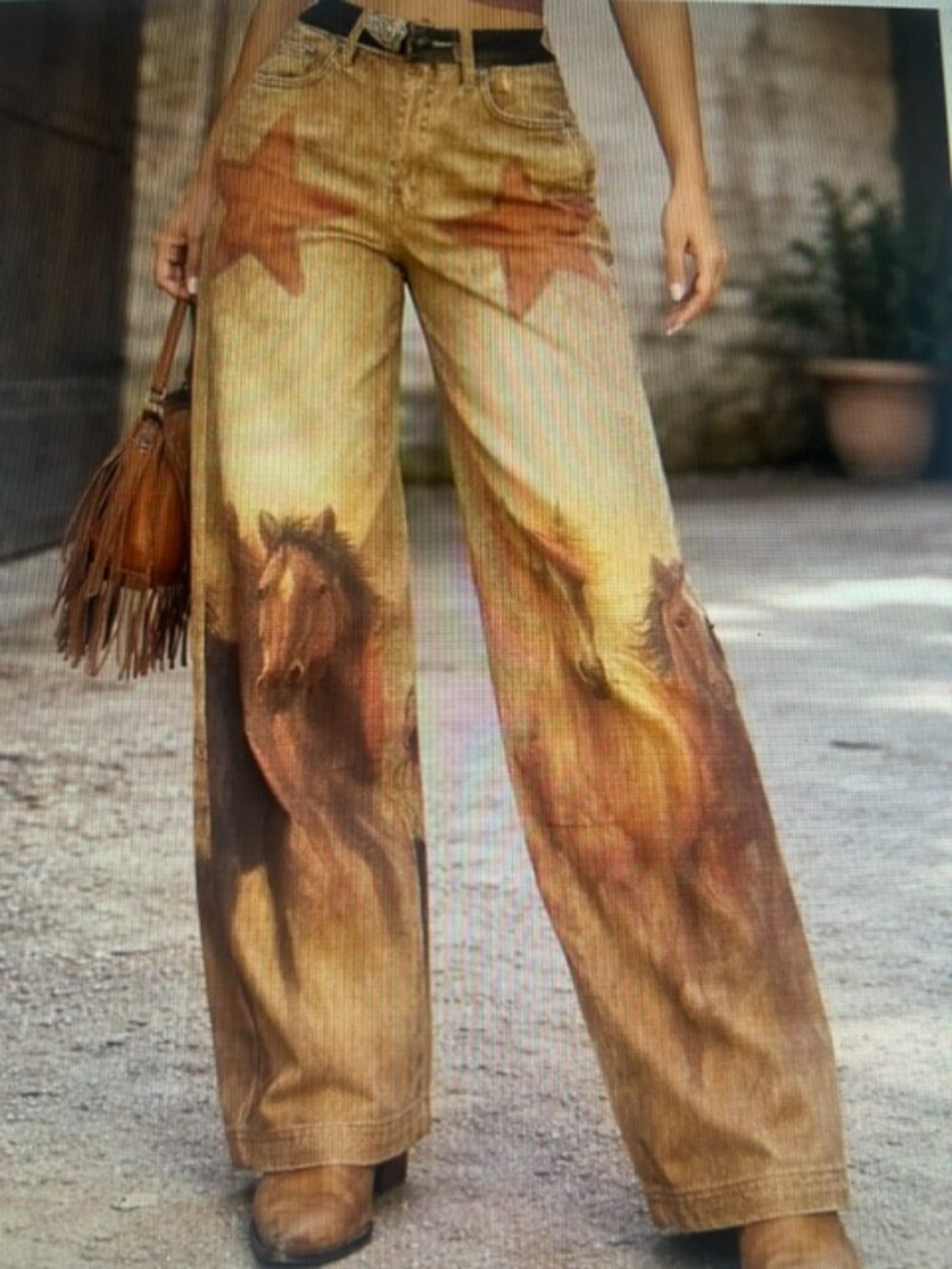 VBRT Vibrant M.I.U Bold Western Howdy Horse Barrel Printed High Rise Denim Jeans